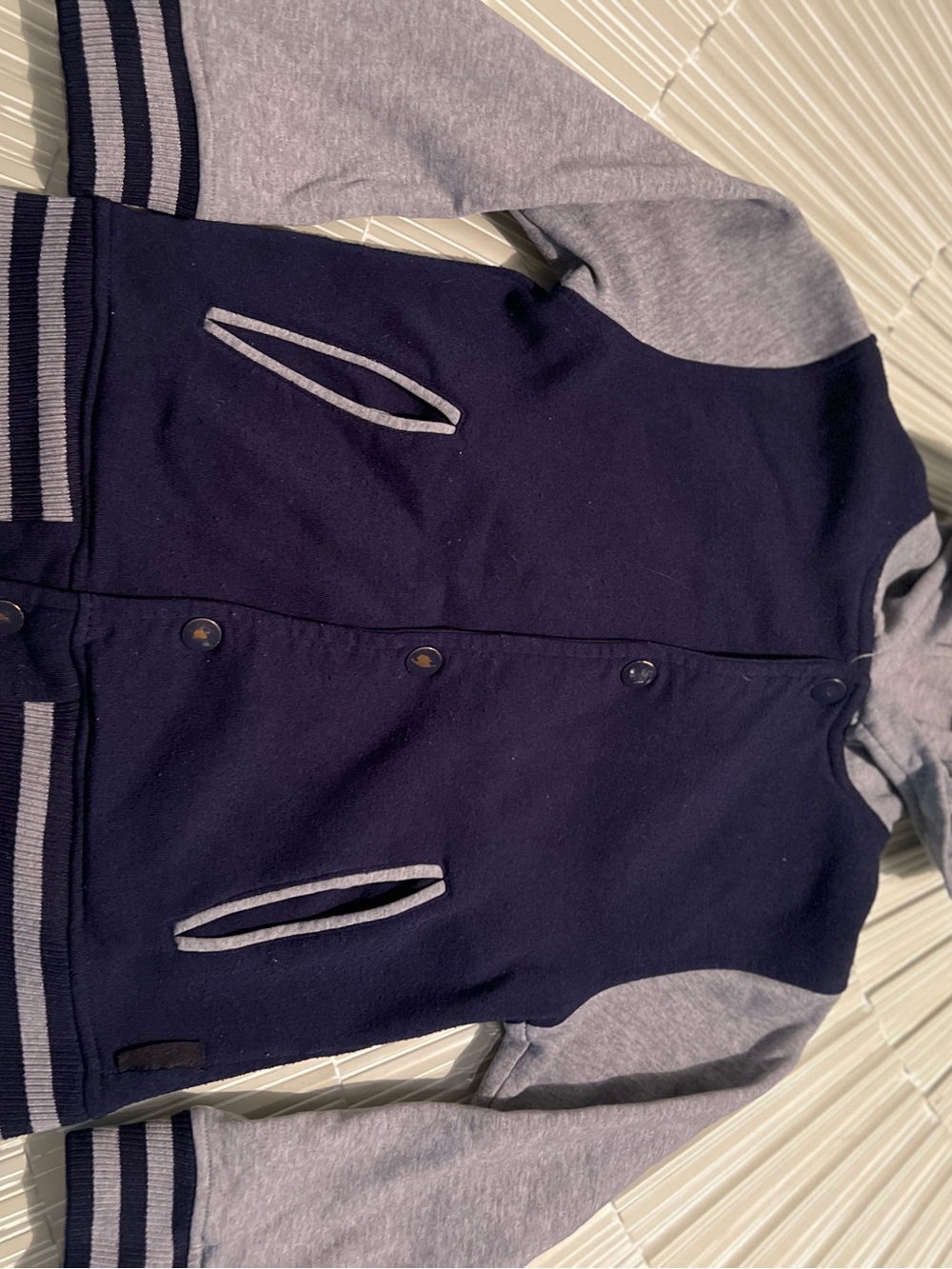 Ring of Fire Navy and Gray Kids Varsity Jacket